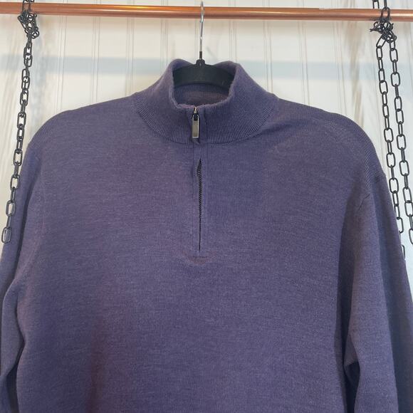Saks Fifth Avenue Men’s Purple Wool Blend Mock neck Pullover Sweater Size M - Picture 2 of 5